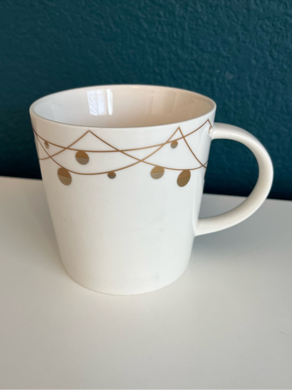 Starbucks Porcelain Christmas Holiday 2012 White Gold Ornaments Coffee Mug